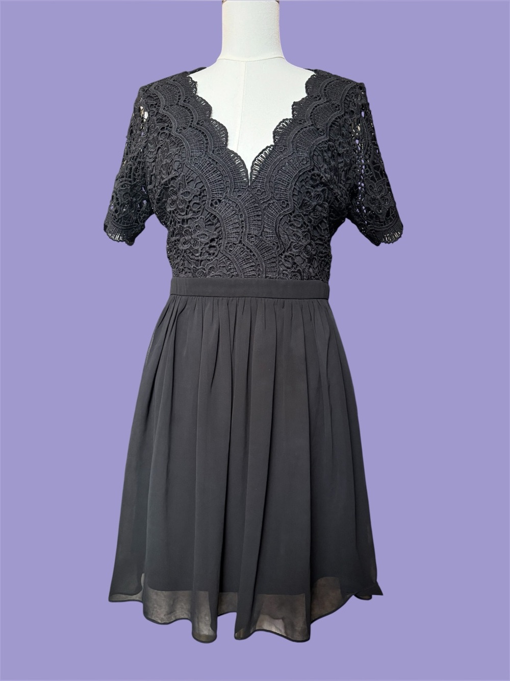 Lulu’s Black Lace Occasion Semi Formal Dress Large Southern Goth Fairycore